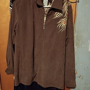 Bob Mackie Brown Jacket with Embroidered Design